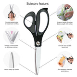 • Revolutionary curved blades offer 2x the cutting force of straight edge scissors. 
• Unique curved blades continuously cut at the ideal angle of 30 degrees. 
• Effortless cutting from the pivot point to the scissor tip. 
• Double layered grips for maximum comfort. 
• Smooth and durable pivot ring. 
• Stainless steel blades. 
• Available in multiple sizes and colors. 
Scissor Length: 8 in