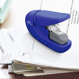 This clinch stapler lets you quickly fasten paper without the use of staples. Never buy staples again.&nbsp;It fastens up to five sheets of paper at a time with a unique inter-folding process.&nbsp;Always ready to use—never worry about running out of staples and safe for children to use.

"Stapled" documents are paper shredder safe.

Perfect for school, home and office.