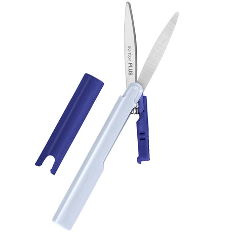 PLUS Twiggy™ Curved Blade Scissors

Designed to go anywhere, Twiggy™ scissors combine portability, safety, and precision in a compact, pen-size format. Featuring PLUS’s signature curved blade design, Twiggy delivers up to 2× smoother, more effortless cutting for everyday tasks at home, in the studio, or on the go.

TSA-compliant and travel-friendly
Compact, pen-size design fits easily in a pocket, purse, or drawer
Curved stainless steel blades (1.6") for smooth, precise cutting
Safety cap with blade lock fo