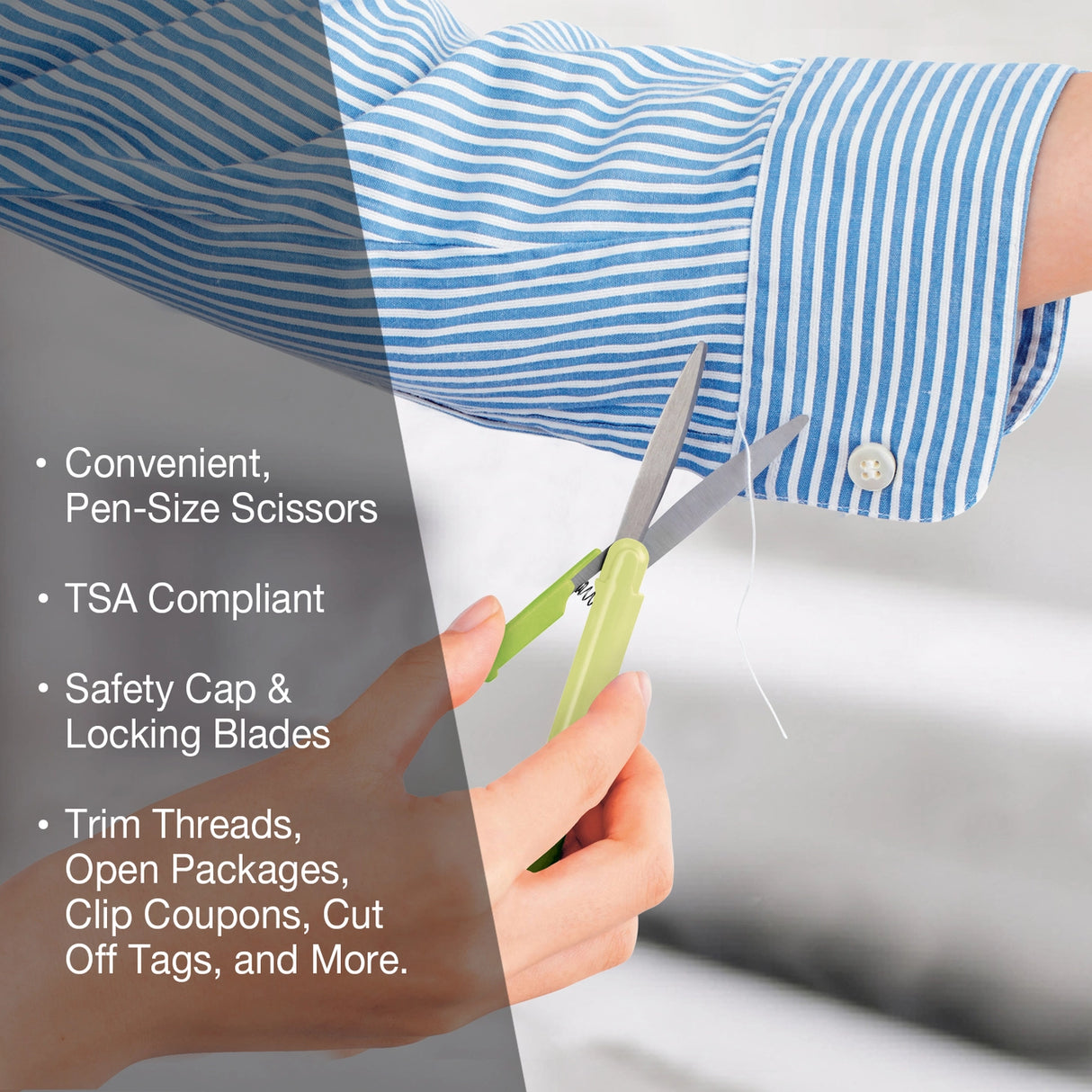 PLUS Twiggy™ Curved Blade Scissors

Designed to go anywhere, Twiggy™ scissors combine portability, safety, and precision in a compact, pen-size format. Featuring PLUS’s signature curved blade design, Twiggy delivers up to 2× smoother, more effortless cutting for everyday tasks at home, in the studio, or on the go.

TSA-compliant and travel-friendly
Compact, pen-size design fits easily in a pocket, purse, or drawer
Curved stainless steel blades (1.6") for smooth, precise cutting
Safety cap with blade lock fo