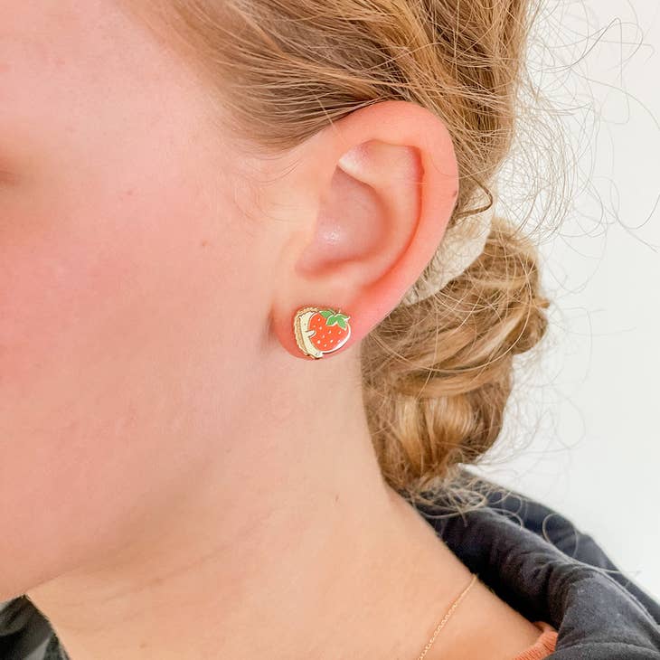 Pendientes Peek-A-Boo con forma de fresa