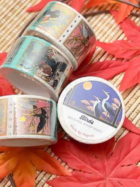Pegushi Gold Foil Bird Stamp Washi
