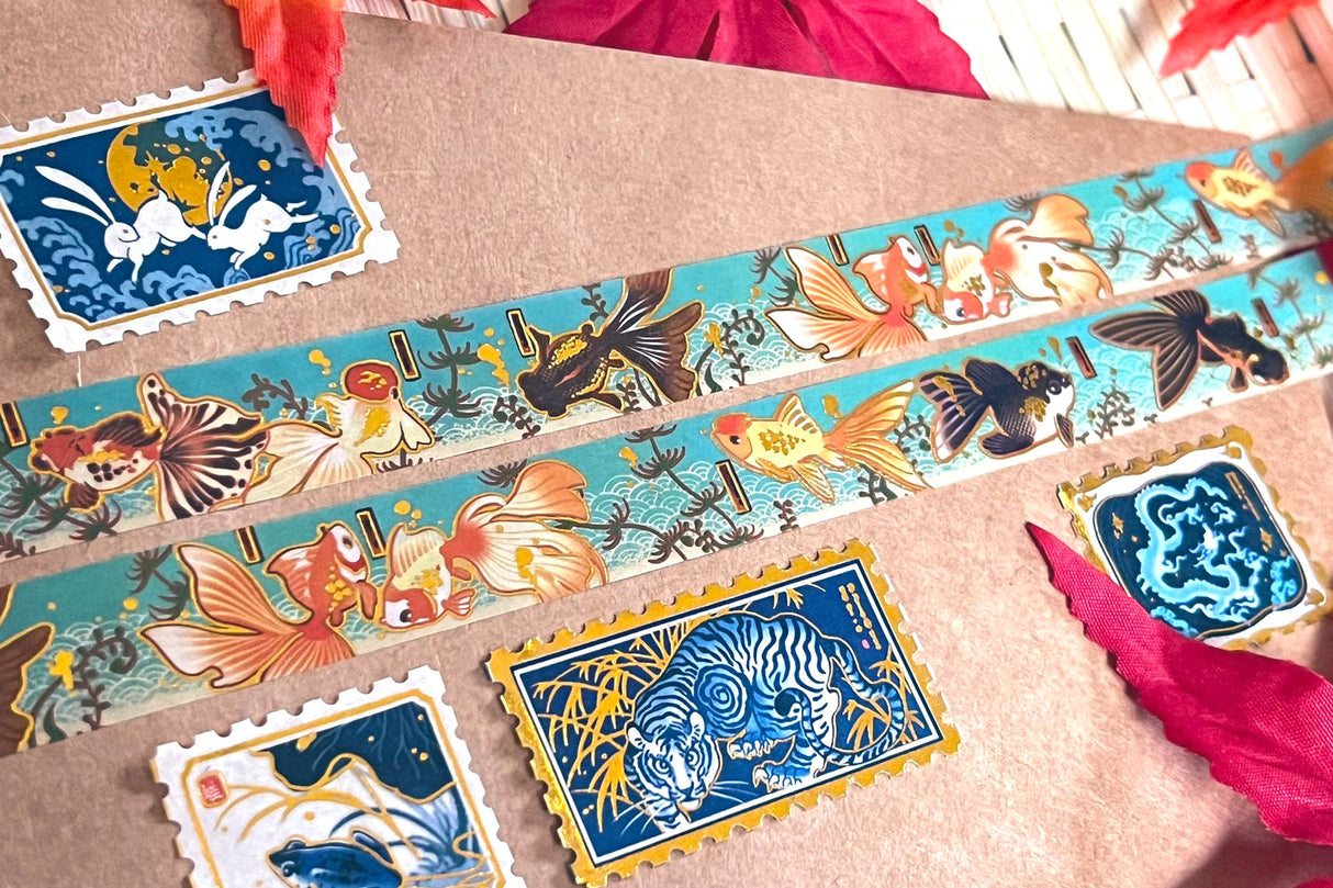 Pegushi Washi Tape - Gold Foil Goldfish