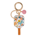 Juego de Pickleball con llavero esmaltado con estampado de flores