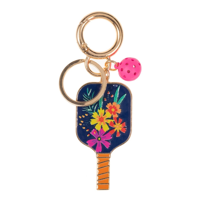 Juego de Pickleball con llavero esmaltado con estampado de flores