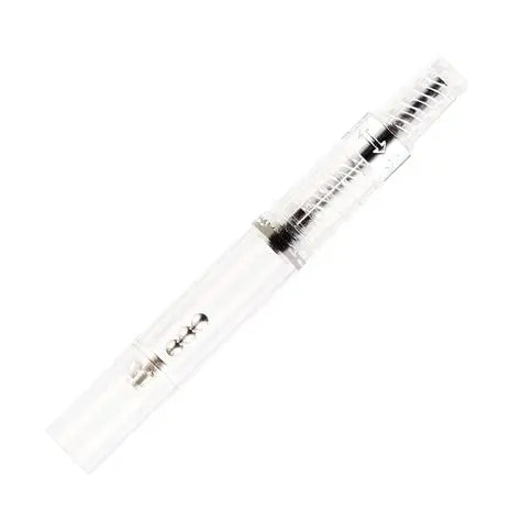 Piston-style twist converter for Pilot pens. Four small metal agitators inside the barrel help break up air bubbles to keep a steady flow of ink.