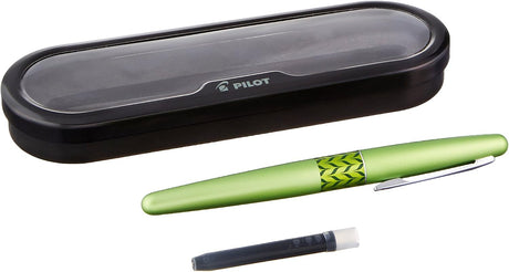 Pilot Metropolitan Retro Pop Fountain Pen - Green

The Pilot MR Retro Pop Collection combines retro designs with an array of brightly colored, patterned accent bands for just a touch of the pop.

Crafted with premium brass barrels and polished stainless steel accents, featuring sophisticated looks with durability for daily use. Bring a touch of your groovy side to the most professional occasions. The Pilot MR Retro Pop Fountain Pen is equipped with a fine stainless steel nib and comes with a converter and a