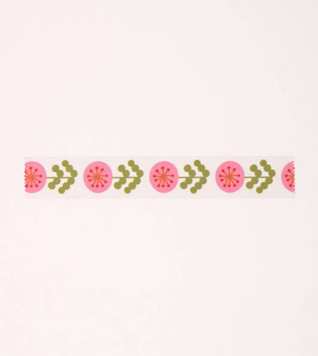 Pink Floral Washi Tape - White