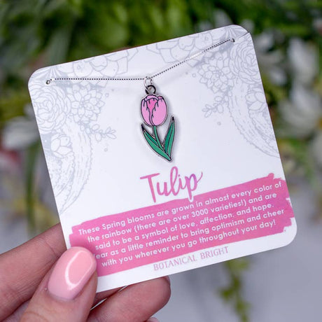 Collar de tulipanes rosas en plata