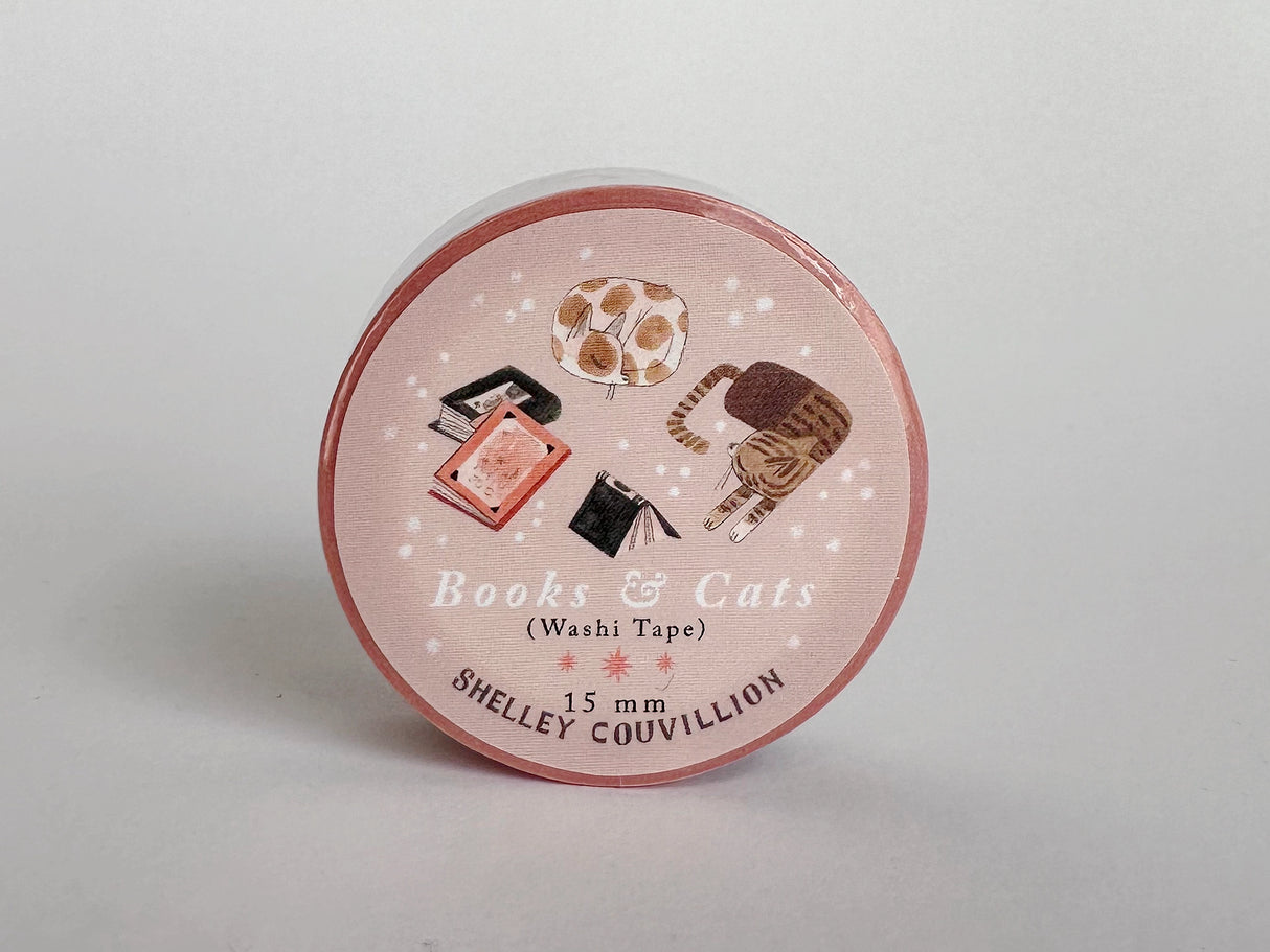 This is the delightful Pink Books And Cats Washi Tape! Measuring 15mm in width, this tape is the purr-fect addition to your crafting collection.

Designed with adorable illustrations which were created for Reading In Public Bookstore, this tape is a must-have for any book and cat lover.