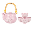 Pink Ume Plum Blossoms Tea Set 27oz Tea Pot with 4 Cups

Teapot Size: 4.25"H Capacity: 27 fl oz
Cups Size: 2.25"H Capacity: 5 fl oz&nbsp;
Teapot comes with spout strainer
Material: Porcelain
Origin: China