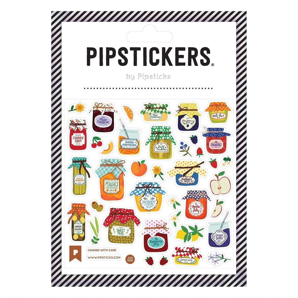 PipStickers are the PERFECT gift for the sticker lover in your life - even if it's you! These unique PVC designs with silver foil accents come on a clear backing and cannot be found anywhere else.

Includes one 4" x 4" sheet of Canned With Care PipStickers and includes the Pipsticks manifesto.
