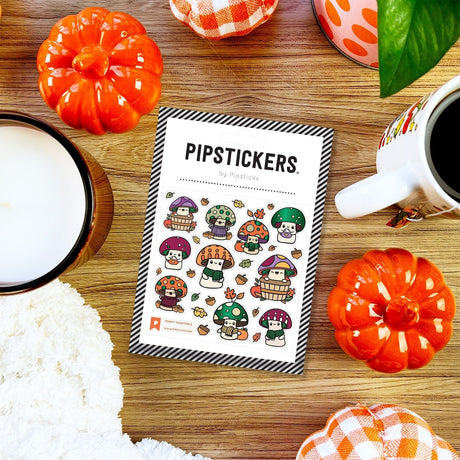 Cozy season just got cuter! Toasty Toadstools PipStickers feature the sweetest little mushrooms bundled up in scarves, sweaters, and hats, surrounded by tiny fall leaves and woodland details. Perfect for planners, journals, happy mail, and adding a warm-and-cozy touch to all your fall decorating.
