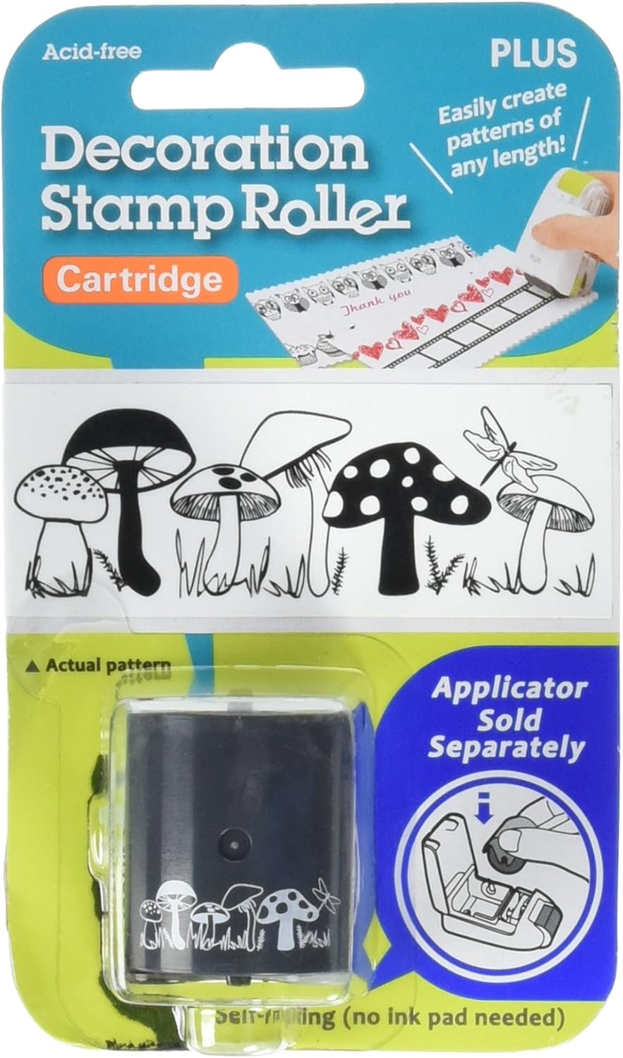 Black self-inking mushroom cartridge to fit into PLUS Decoration Roller Applicator.
