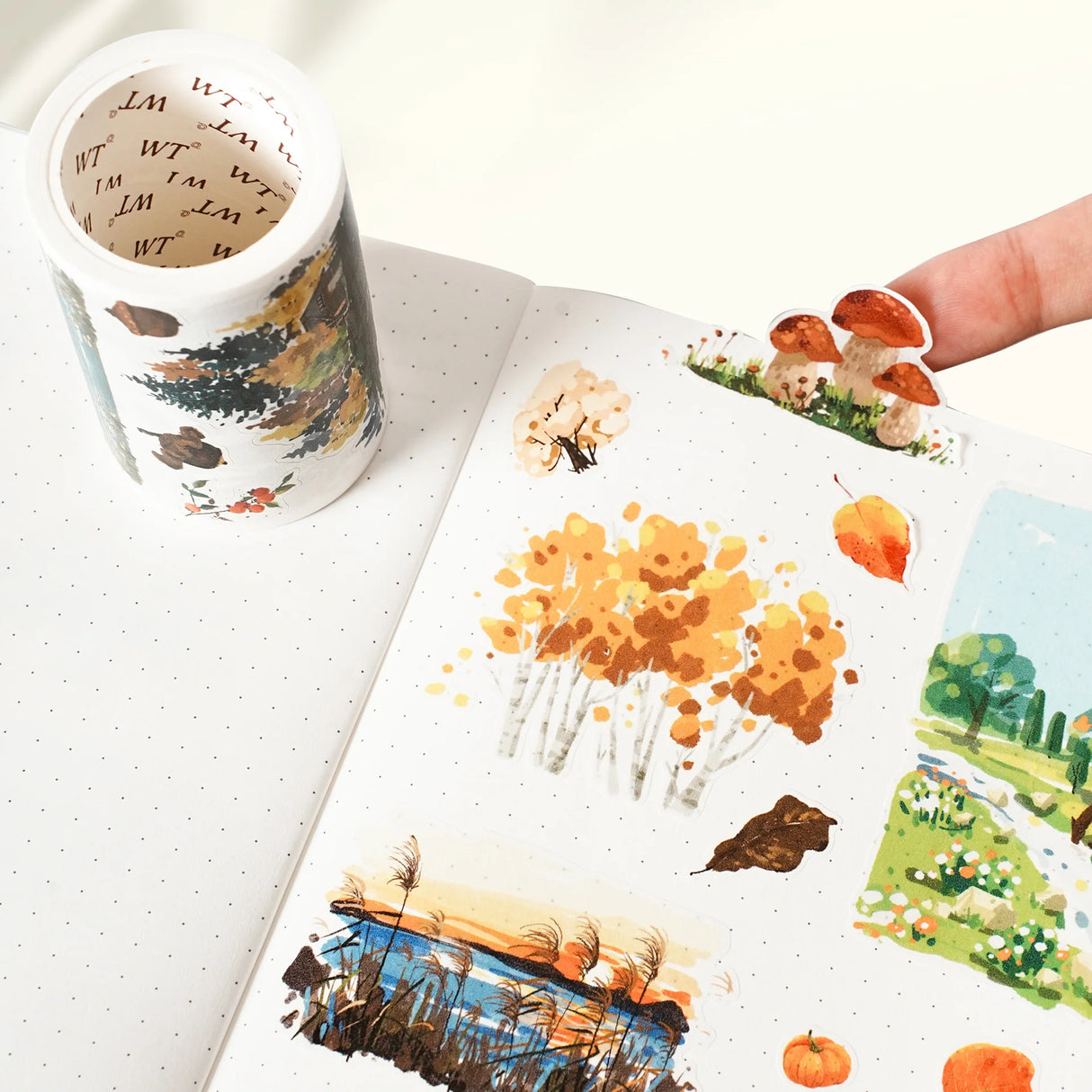 Celebrate autumn’s vibrant palette with&nbsp;Amber Leaves Wide Washi/PET Tape. From golden yellows to rustic reds and deep browns, the watercolor designs capture the essence of a crisp Fall day. Complete with poetic quotes, each pre-cut piece makes your pages effortlessly beautiful.

Brand: WT ( The Washi Tape Shop)

Material: PET Clear Tape
Pre-cut PET Tape
Size: 65mm×5m
Design Loop: 100cm
Material: PET Clear Tape