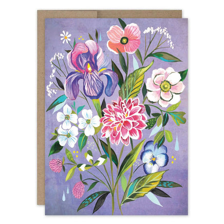 Purple Floral Blank Card

Inside of card is blank.

• Size: A6, 4.6" x 6.4"
• Illustrated by Katie Daisy
• Full-color inside
• Paired with a Brown Kraft envelope
• Printed in the USA on high-quality recycled post-consumer waste paper
• Pre-priced