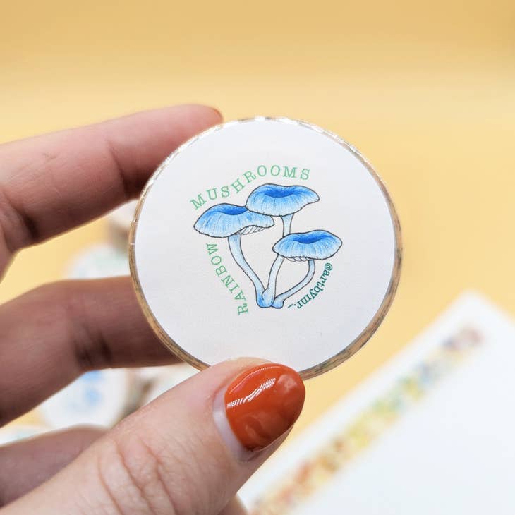 Cinta washi con forma de hongo arcoíris