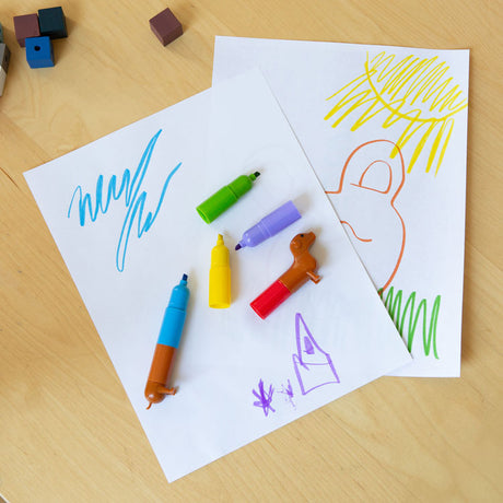 Rainbow Dachshund Markers

Unleash your creativity with this delightful set of six stackable markers, cleverly designed to form a dachshund when assembled. Each vibrant marker represents a segment of the dachshund's body, complete with a charming head and tail.

Perfect for art projects, note-taking, or adding a splash of color to your day.