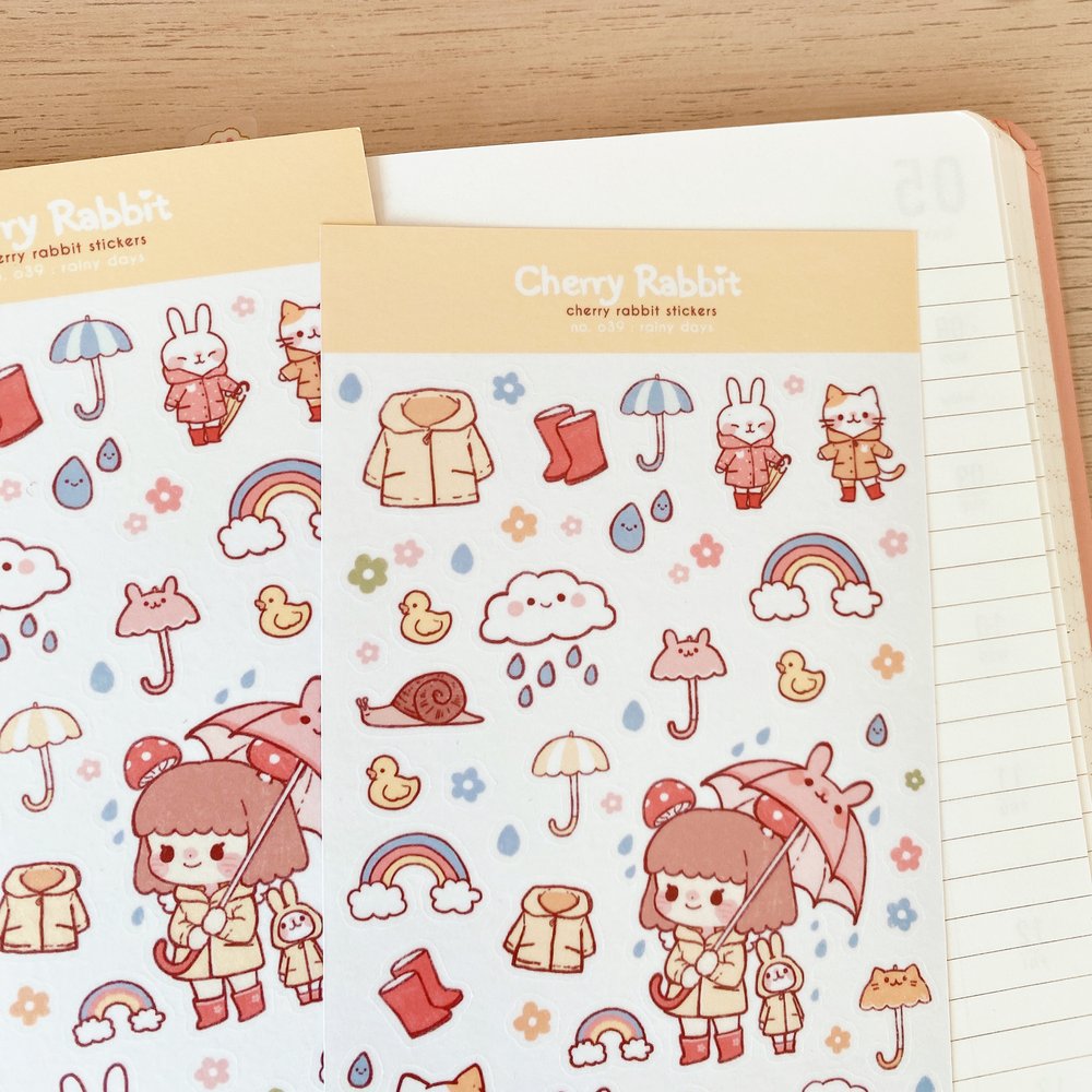 Cherry Rabbit - Rainy Days Sticker Sheet