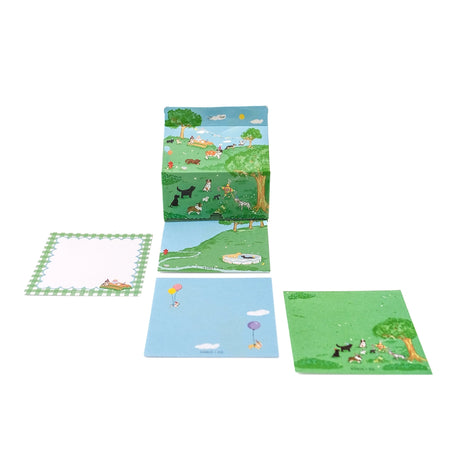 Ramus &amp; Co. - Doggy Days Note Carton

Fresh notes, served daily! This Ramus &amp; Co. mini carton comes filled with 200 handy 3×3 inch paper notes (in four different designs!), perfect for quick lists, messages, and bright ideas.

Simply remove the perforated door on the front for quick access whenever inspiration strikes. Equal parts practical and gift-able, it’s a cheerful addition to any desk, kitchen counter, or workspace!

4 x 4 inch note carton holder
(200) 3 x 3 inch paper notes
4 unique note des