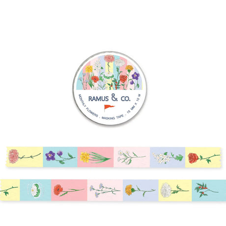 Ramus &amp; Co. - Monthly Flowers Washi Tape

10 meters of lovable masking tape. A fashionable embellishment for projects, planners, notebooks, notecards, greeting cards, envelopes and invitations. Ramus &amp; Co. masking tape is safe to use on walls, tables, refrigerators, doors and windows. Irresistible designs that will find their way onto everything. Perfect for crafting and gifting!

15mm x 10m
Adhesive tape roll,
Shrink wrapped with unique label
Designed in USA, imported.

By Ramus &amp; Co.