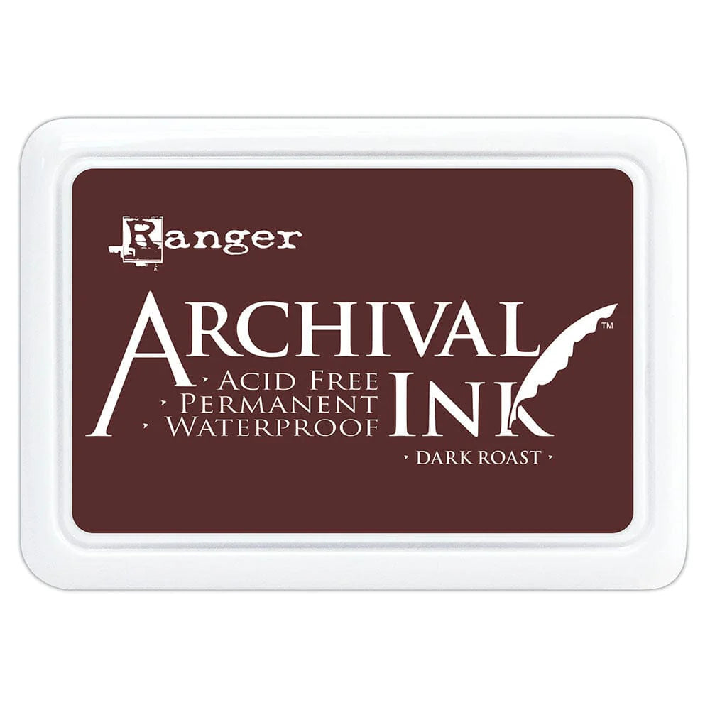 Ranger Archival Ink Pad - Dark Roast

Archival Inks™ provide lasting stamping results that are permanent on many surfaces. Get a crisp image that doesn't bleed over water-based inks, markers, acrylic paint, watercolors, and more. Pads can be easily re-inked with the coordinating Archival Ink Re-Inker.