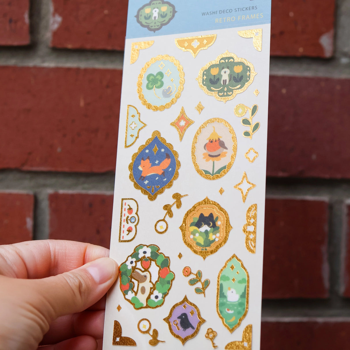 Retro Frames (Gold Foil) Washi Sticker Sheet

Cute decorative stickers for your journal and stationery collection!&nbsp;

Sticker Sheet: 6 x 3 inches
Sticker Sheet Package: 7 x 3 inches
Printed in China
Design © Thousand Skies