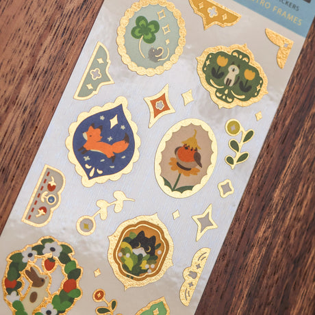 Retro Frames (Gold Foil) Washi Sticker Sheet

Cute decorative stickers for your journal and stationery collection!&nbsp;

Sticker Sheet: 6 x 3 inches
Sticker Sheet Package: 7 x 3 inches
Printed in China
Design © Thousand Skies
