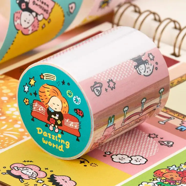  Bring a little sparkle to your notes. Our Dazzling World Writable Washi Tape features whimsical, light-catching illustrations on a smooth, writable surface - so you can jot down dates, labels, reminders, or tiny messages directly onto the tape. 

 Perfect for planners, journals, gift tags, and organizing with a touch of magic. 

 Write it. Stick it. Make it shine. 

 Choose from the following products 
 1. Washi Tape Full Loop 

 Materials: 
 Washi tape on release paper 

 SIZE: 
 Full roll: 45mm wide x 5m