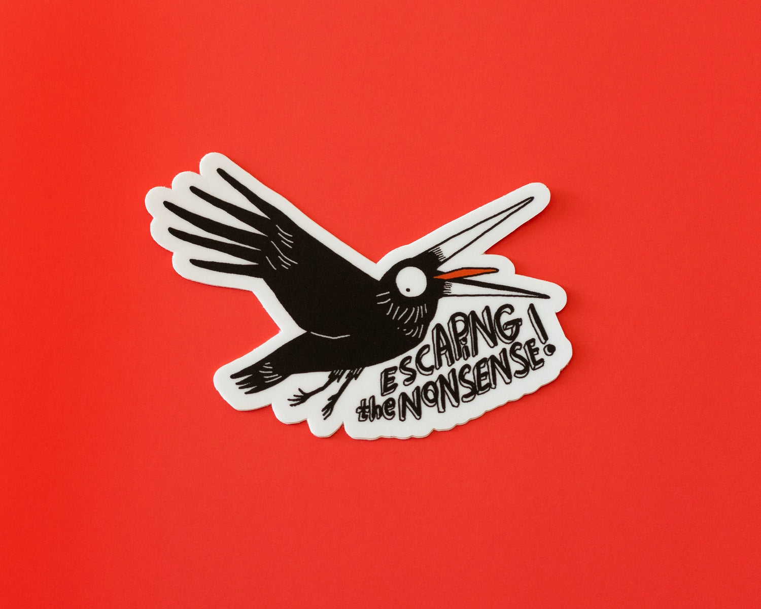 A bold, expressive crow sticker for anyone trying to escape the chaos. This high-quality vinyl sticker features an original illustration with a dark sense of humor—perfect for laptops, water bottles, notebooks, and sketchbooks.

🌟 Key Features:

• Dimensions: 2.3 x 3 inches&nbsp;

• High-quality vinyl material

• Waterproof and weather-resistant

• Ideal for personalizing any surface