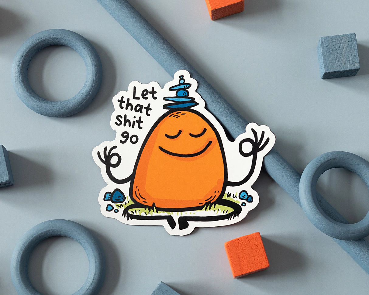 A bold, funny vinyl sticker featuring an illustrated character reminding you to let things go. Designed to add humor and personality to laptops, water bottles, notebooks, and more. Made from high-quality vinyl that’s waterproof, weather-resistant, and built to last.

🌟 Key Features:

• Dimensions: 2.75 x 3 inches&nbsp;

• High-quality vinyl material

• Waterproof and weather-resistant

• Ideal for personalizing any surface