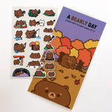 Robot Dance Battle Sticker Sheet - A Bearly Day Planner

This is part of a new series of sticker sheets that feature different "days".

There are 21 individual stickers on the sheet full of a bearly trying bear.

They are vinyl stickers on a clear plastic sheet with a backing card and packaging that's ready to display.

The sticker sheet is 3.75 x 5.8"