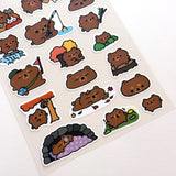 Robot Dance Battle Sticker Sheet - A Bearly Day Planner

This is part of a new series of sticker sheets that feature different "days".

There are 21 individual stickers on the sheet full of a bearly trying bear.

They are vinyl stickers on a clear plastic sheet with a backing card and packaging that's ready to display.

The sticker sheet is 3.75 x 5.8"
