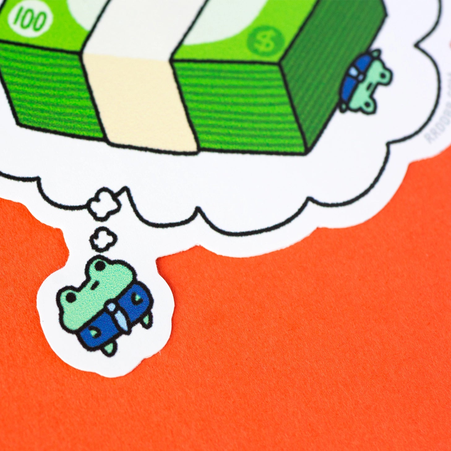 Dream of bigger monies.

Printed on premium, durable weatherproof vinyl. Great for planners, bullet journals, laptop, water bottles, anywhere!

This is a 3 x 2.75" sticker.