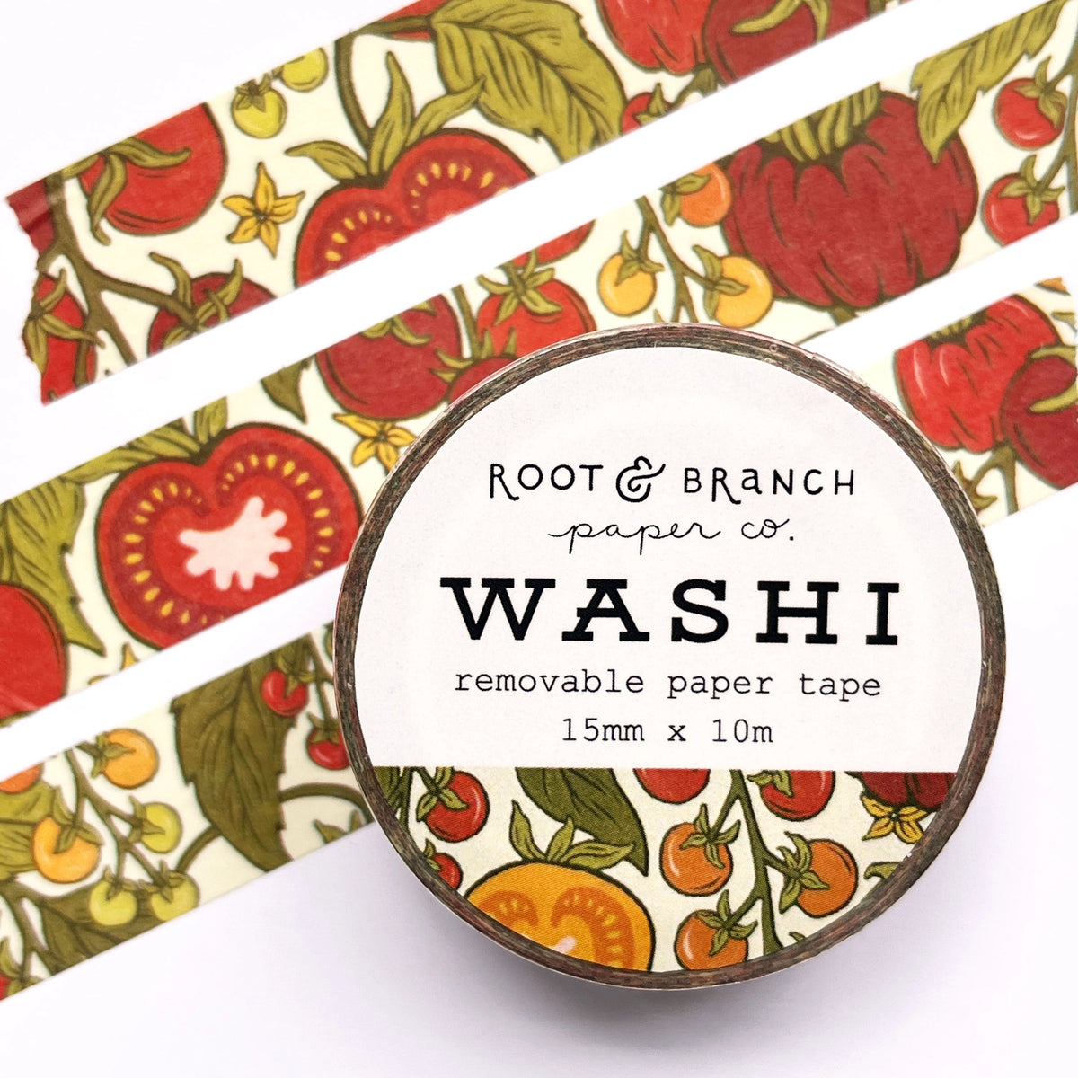 Our tomato washi is a lightweight decorative tape printed on mulberry paper. It is removable and leaves no residue, making it perfect for scrapbooking, stationery, crafts and more.