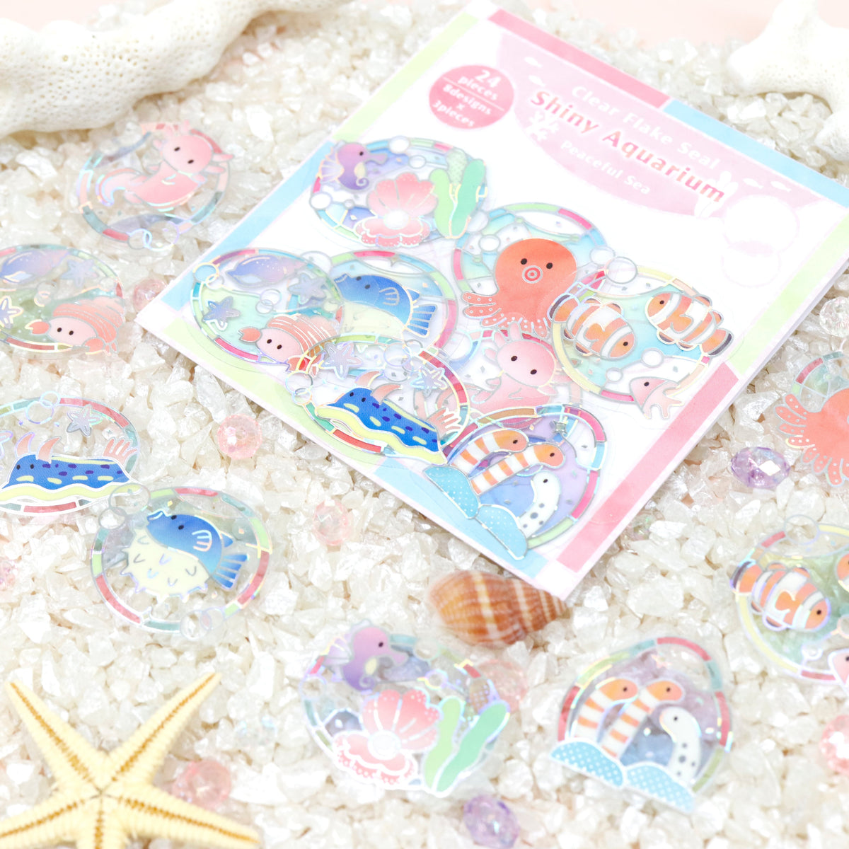 ✨ Relaxed and Cute Little Creatures by the Water... Peaceful Sea...

The backing paper has a handle, making it easy to peel off and simple to decorate—another great feature. It's perfect for collage of notebooks and planners, or for decorating your favorite favorite items!