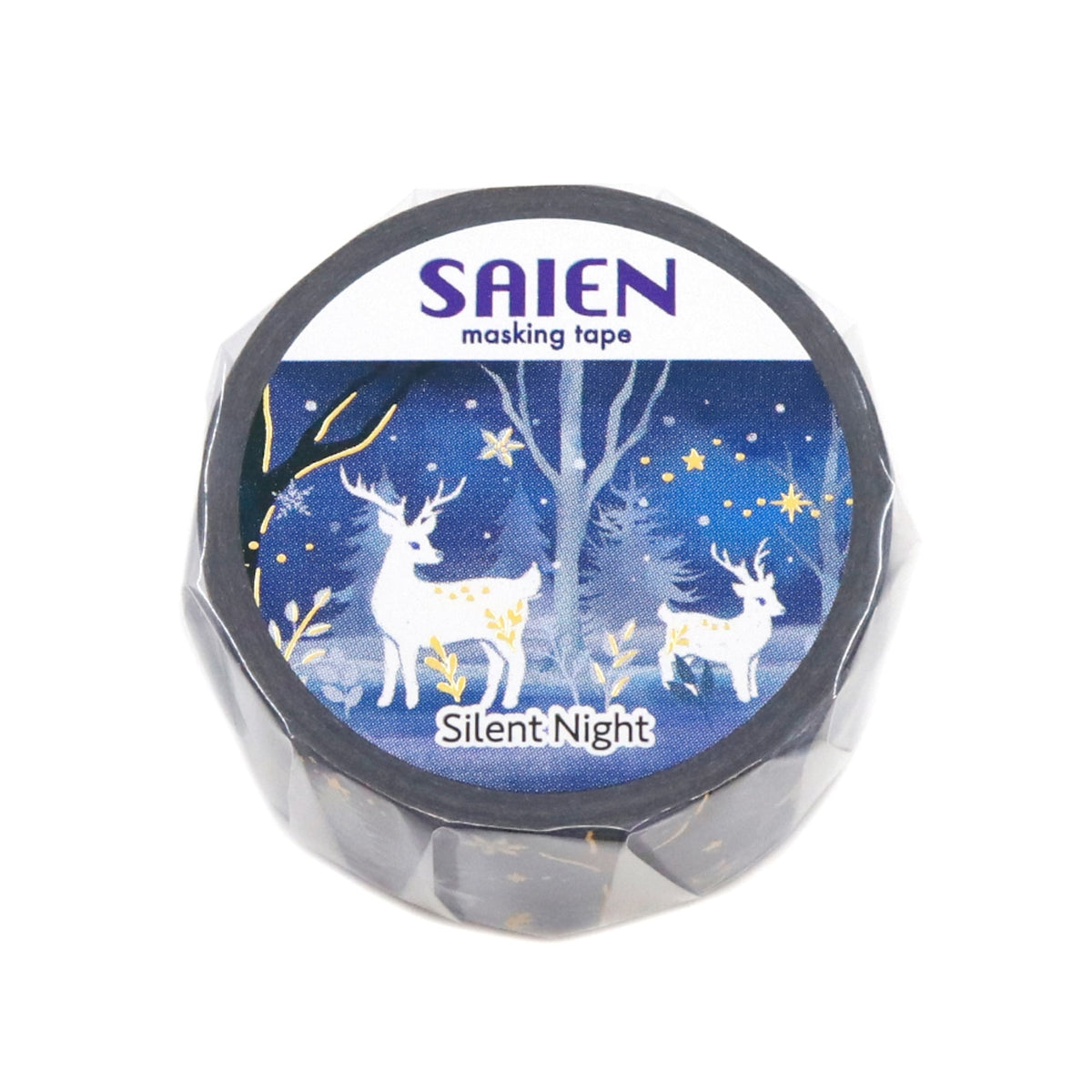 SAIEN - Silent Night Washi Tape



A special Christmas themed masking tape is here! The beautiful design evokes a tranquil night, adorned with vibrant gold leaf. This tape adds a special sparkle to your Christmas creations and creates a heartwarming moment!

Size approx. 20mm x5m
Country of manufacture: Japan
Material / component: Paper