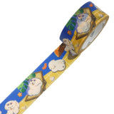 This tape captures the feeling of a carefree getaway with a bright, playful illustration of a little dog enjoying vacation adventures. The design features a cheerful cartoon pup strolling with a suitcase, relaxing under sunny skies, and exploring in soft watercolor hues. The palette leans into fresh blues and warm yellows, giving the whole tape a breezy, summery mood.