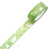 This tape feels like a stroll through a storybook forest, leaves, berries, and woodland greens illustrated with the gentle charm of folk art. Each motif has that hand‑painted, slightly rustic softness that makes the forest feel welcoming and whimsical. Printed on translucent Japanese paper, the colors glow lightly, blending into your pages with an earthy, natural ease.