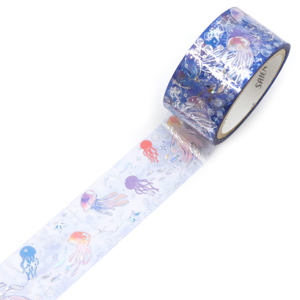 The clear material allows the jellyfish to blend seamlessly with any background, making it perfect for decorative borders, layering, collage, and adding a gentle ocean mood to your pages.