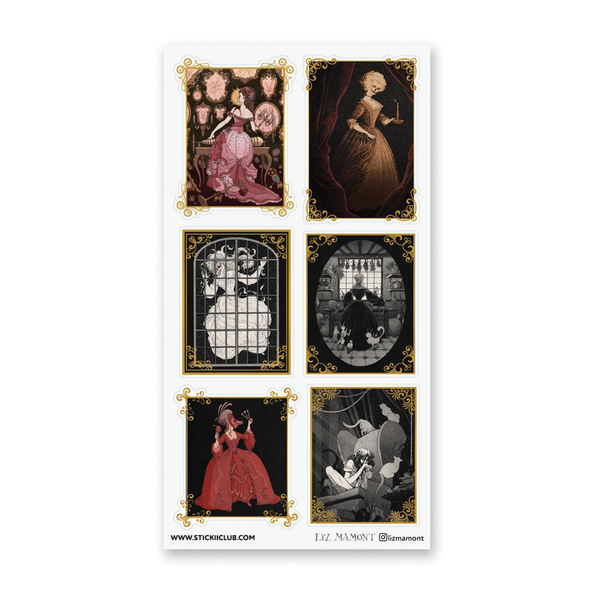 🕯️🪞 Love doesn’t always arrive with roses, sometimes it lingers like a ghost in velvet halls. Wrapped in shadows and candlelight, @lizmamont’s haunting scenes unfold like pages from a forgotten gothic tale. From lavish gowns and quiet rituals to watchful cats and whispered secrets behind curtained windows, each illustration invites you to continue the tale to find answers.

Art by: @lizmamont