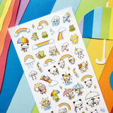 🌈☂️ A little rain makes room for rainbows in this adorable sheet featuring cheerful pandas, kitties, and froggies! From splashing in puddles to sharing umbrellas and sliding down bright rainbows, these friends turn every drizzle into a playful adventure.