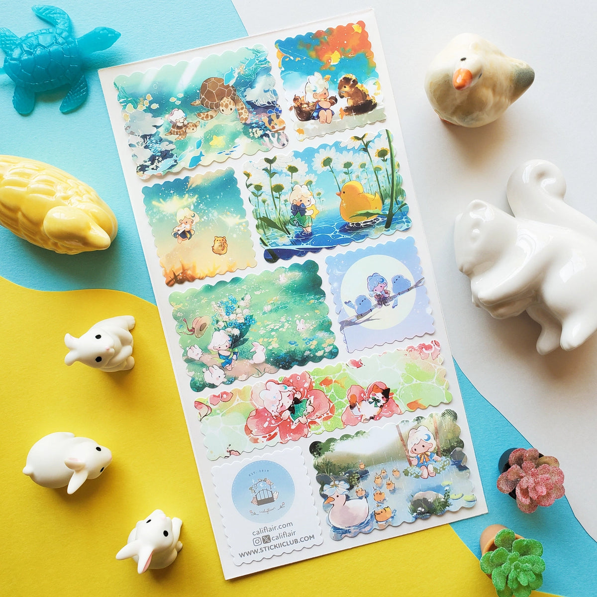 🌙🐢 A gentle breeze carries @califlair’s fluffy friends through magical meadows, glittering streams, and starlit skies. They catch turtle-back rides beneath the sea, share acorns with playful squirrels, and doze in flowerbeds. If our dreams were this sweet, we’d never want to wake up!