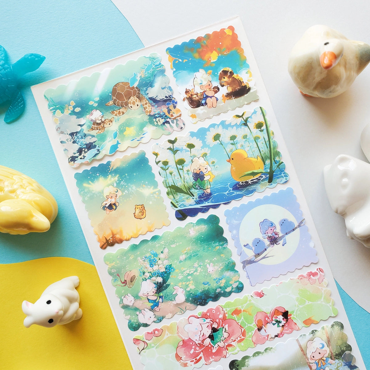 🌙🐢 A gentle breeze carries @califlair’s fluffy friends through magical meadows, glittering streams, and starlit skies. They catch turtle-back rides beneath the sea, share acorns with playful squirrels, and doze in flowerbeds. If our dreams were this sweet, we’d never want to wake up!