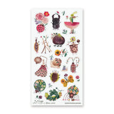 🎻🦗 Take a peek into a bug’s life with @lele_melele, where flower-crowned beetles, violin-playing grasshoppers, sleepy snails, fancy moths, and berry-toting critters are all out here living their best leafy lives. This sheet is like a secret bug party happening under the leaves and we need an invite immediately.

Art by: @lele_melele

One sticker sheet is included.
• Top Coating: None
• Adhesive Layer: Washi
• Backing Layer: Clear PET
• 6.69"x3.54"
• Weight-0.03oz
• 1 Sheet Included