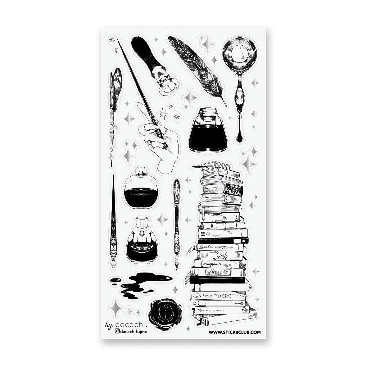 🖋️✨ Ink-stained fingers and a little bit of magic—these beautifully moody designs by @dacachifujino feel straight out of an old writer’s spellbook. From quills and wax seals to inkwells, mirrors, and towering stacks of well-loved books, every piece is brimming with gothic charm and creative ritual. Perfect for scribes, witches, and anyone who believes words themselves are a kind of magic.