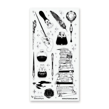 🖋️✨ Ink-stained fingers and a little bit of magic—these beautifully moody designs by @dacachifujino feel straight out of an old writer’s spellbook. From quills and wax seals to inkwells, mirrors, and towering stacks of well-loved books, every piece is brimming with gothic charm and creative ritual. Perfect for scribes, witches, and anyone who believes words themselves are a kind of magic.