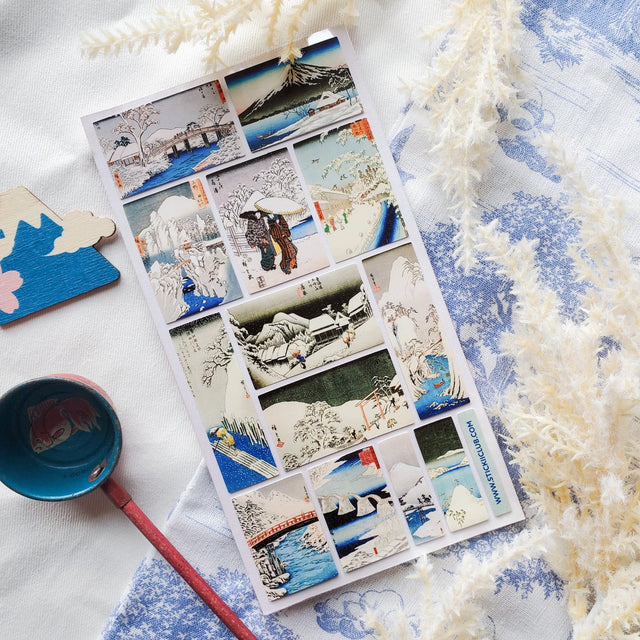 STICKII Japan in Snowfall Sticker Sheet

❄️🏔️ Discover the quiet beauty of a Japanese winter with this elegant set of vintage paintings.