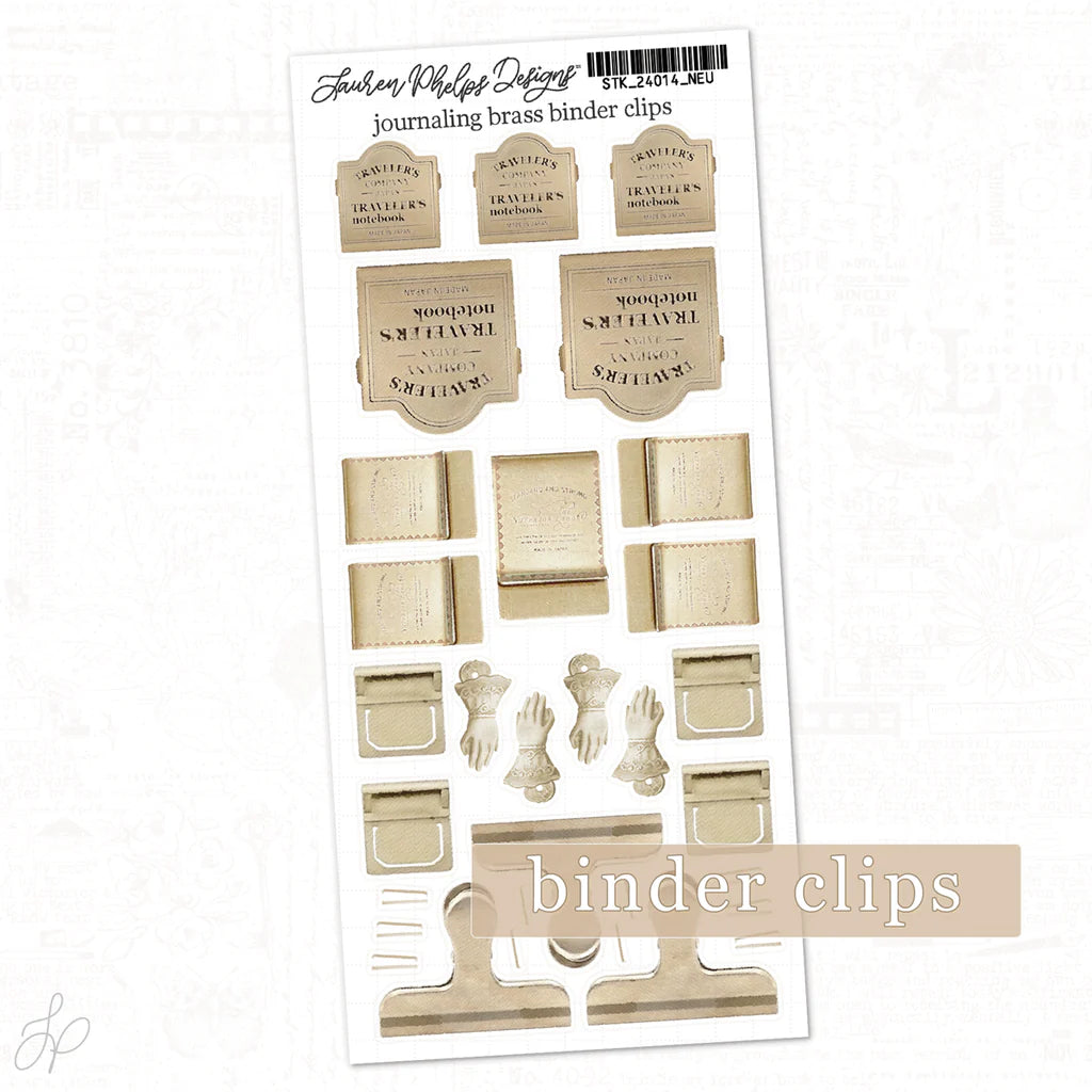 LPD Journaling Brass Binder Clips | Classically Chic Basics Sticker Sheet