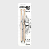 For desk drummers, restless tappers &amp; future rock legends. A pair of drumsticks cleverly disguised as pens, ready for meetings, maths lessons or impromptu solos on the nearest tabletop. Perfect for anyone convinced they're the next Phil Collins. Practice your paradiddles, look busy at work, then get back to annoying the neighbours. Smaller than a drum kit, cheaper than a drum kit, and considerably easier to fit in a pencil case. A great gift for fidgety fingers.

Black Ink
Ballpoint pens shaped like dru